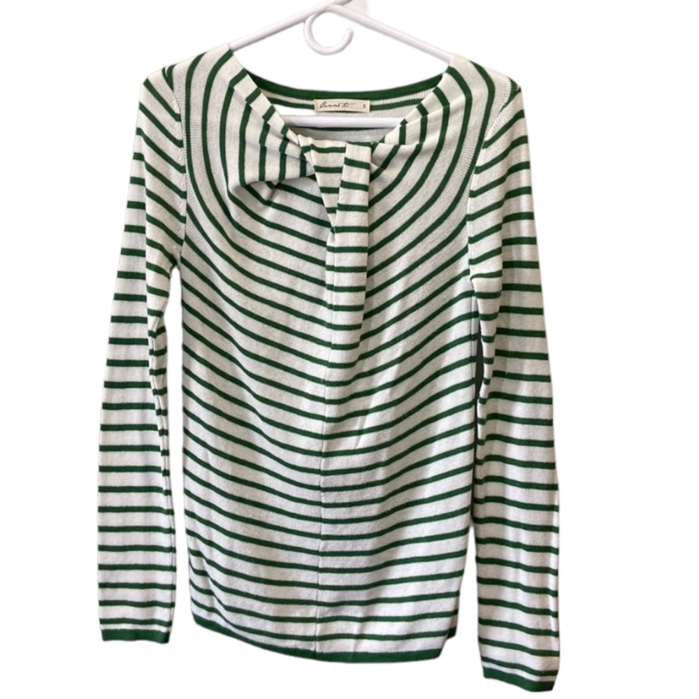 Comme To Women’s Green Striped Sweater Size Small